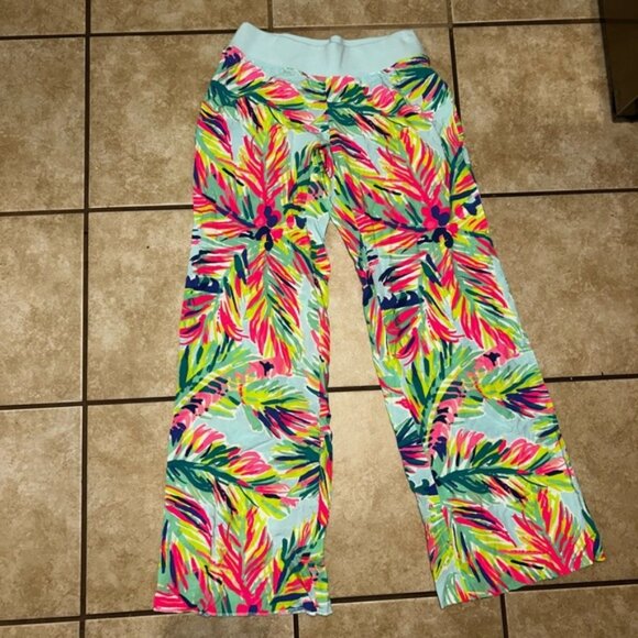 Lilly Pulitzer Seaside Beach Pant Multi-Color Island Time Sz XS Palms - Picture 1 of 7